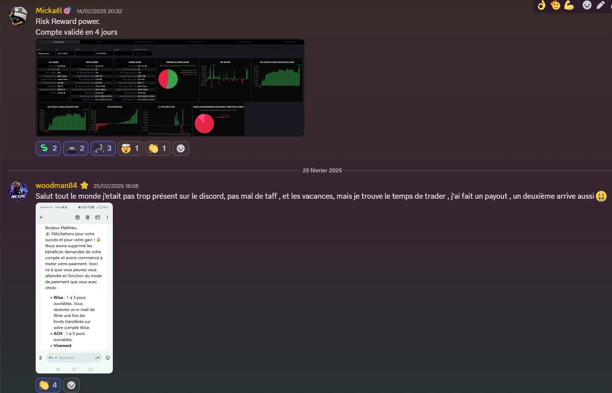 Retour de Mathieu (2) — élève Proptrader Academy — communauté Discord privée