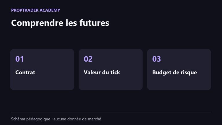 Trois repères pour comprendre les futures : contrat, valeur du tick et budget de risque.